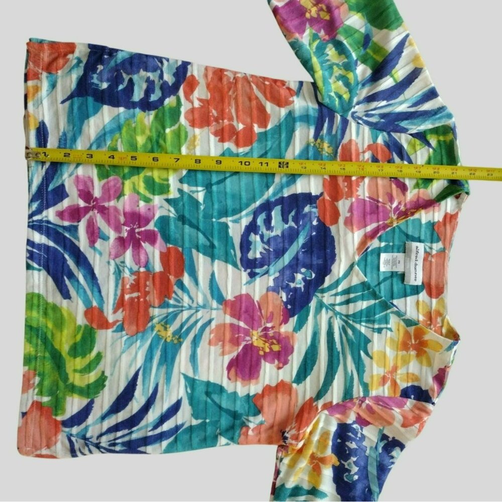 Alfred Dunner Womens Petite PS V-Neck Floral Print Top 3/4 Sleeve Tropical Print - Picture 6 of 9